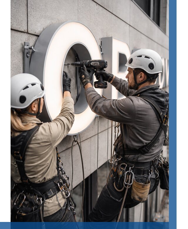 Монтаж световых букв в Уфе от 3083 р. под ключ ВЫСОТНИК-Уфа