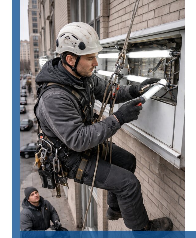 Профессиональная замена ламп в наружной вывеске в Уфе