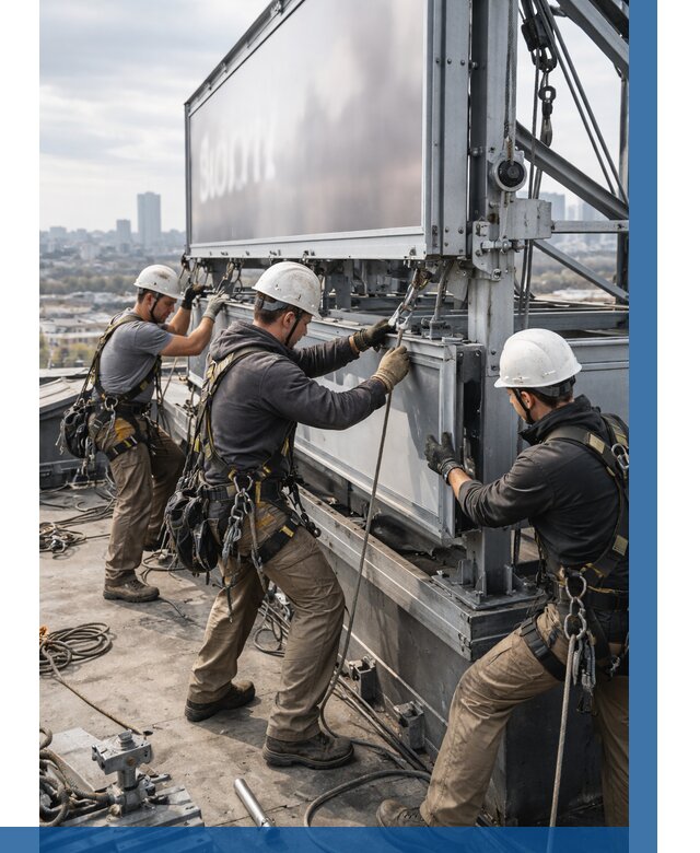 Монтаж крышной рекламной конструкции в Уфе от 61650 р.|ВЫСОТНИК-Уфа