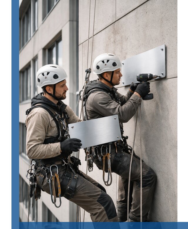 Монтаж табличек и указателей в Уфе для зданий и сооружений