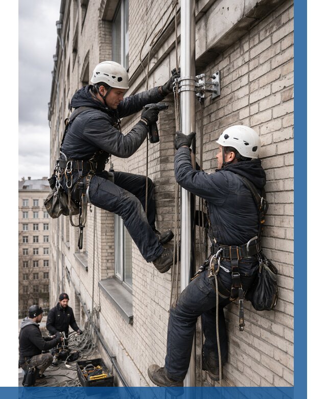 Монтаж флагштока на здании в Уфе от 6679 р. | ВЫСОТНИК-Уфа