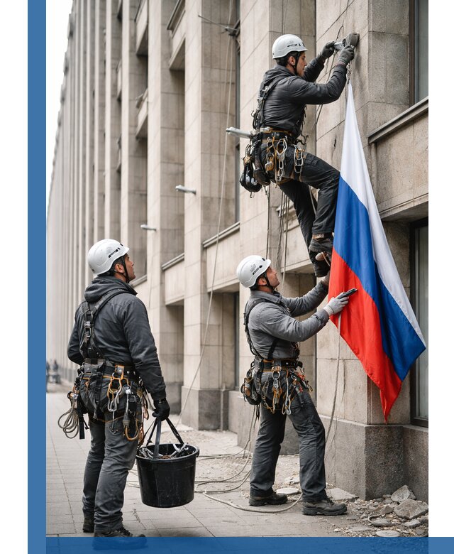 Профессиональная установка флагов на фасаде в Уфе