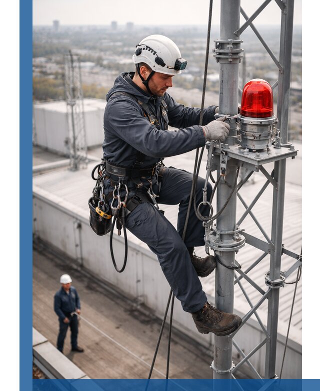 Монтаж заградительных огней и обслуживание объектов в Уфе