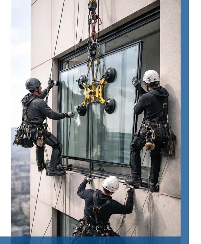 Монтаж стеклопакетов на высоте в Уфе от 3288 р. | ВЫСОТНИК-Уфа