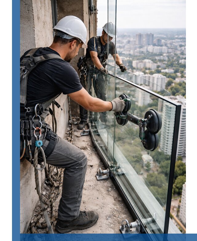 Монтаж стеклянных ограждений под ключ с гарантией в Уфе