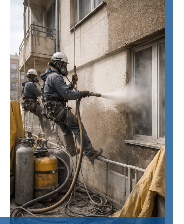 Пескоструйная очистка фасада в Уфе от 668 р. | ВЫСОТНИК-Уфа