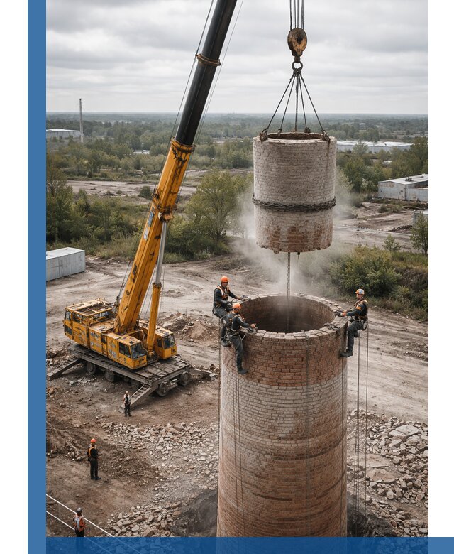 Демонтаж дымовой трубы в Уфе с гарантиями безопасности