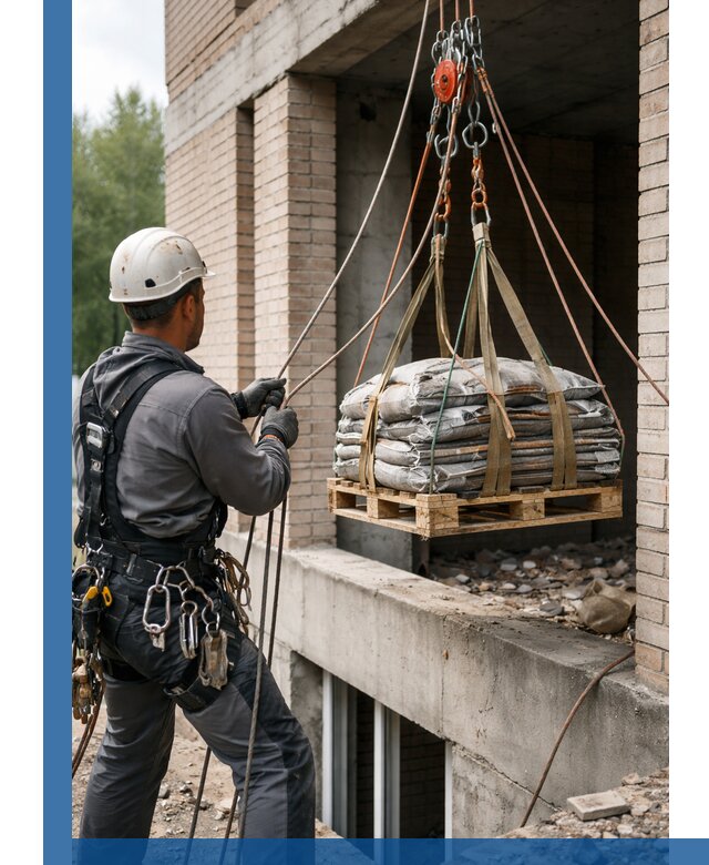 Подъем материалов на этаж веревками в Уфе оперативно