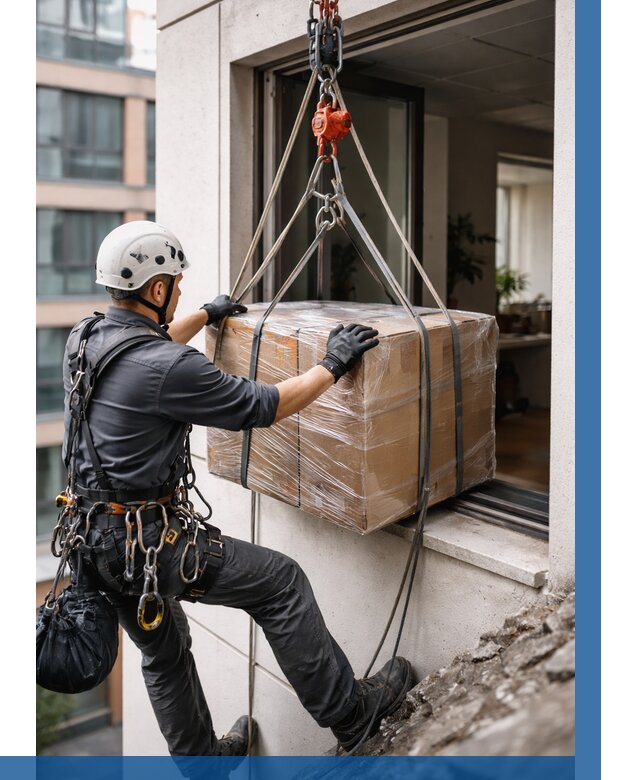 Подъем груза через окно в Уфе от 4624 р. | ВЫСОТНИК-Уфа