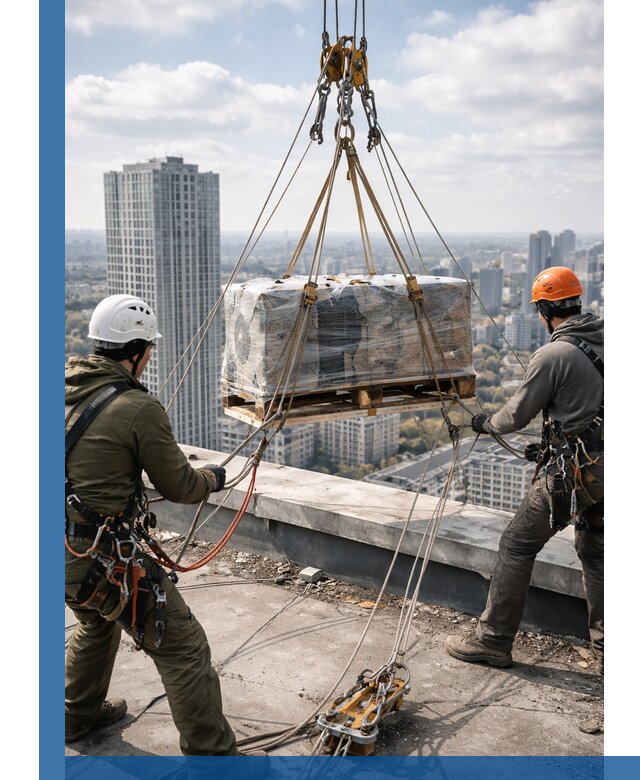 Подъем и монтаж крупногабаритных грузов на крышу в Уфе