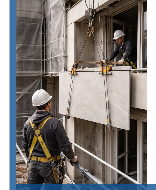 Подъем керамогранита на этаж в Уфе грузчиками и техникой