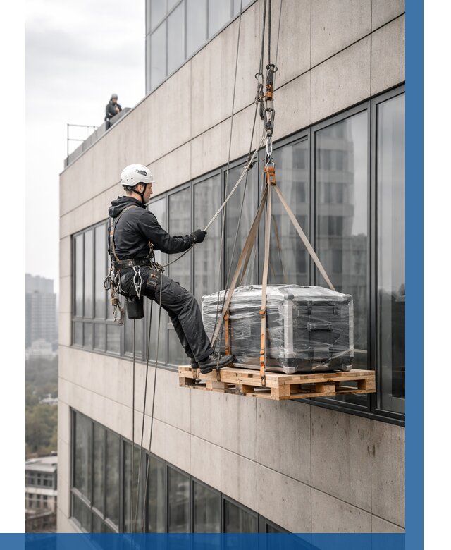 Спуск груза по фасаду в Уфе от 3596 р. | ВЫСОТНИК-Уфа