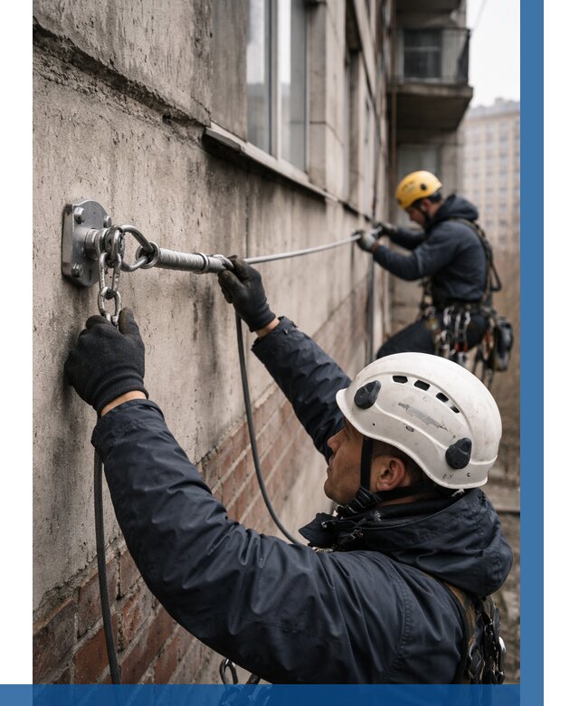 Монтаж анкерных линий в Уфе от 3083 р. | ВЫСОТНИК-Уфа