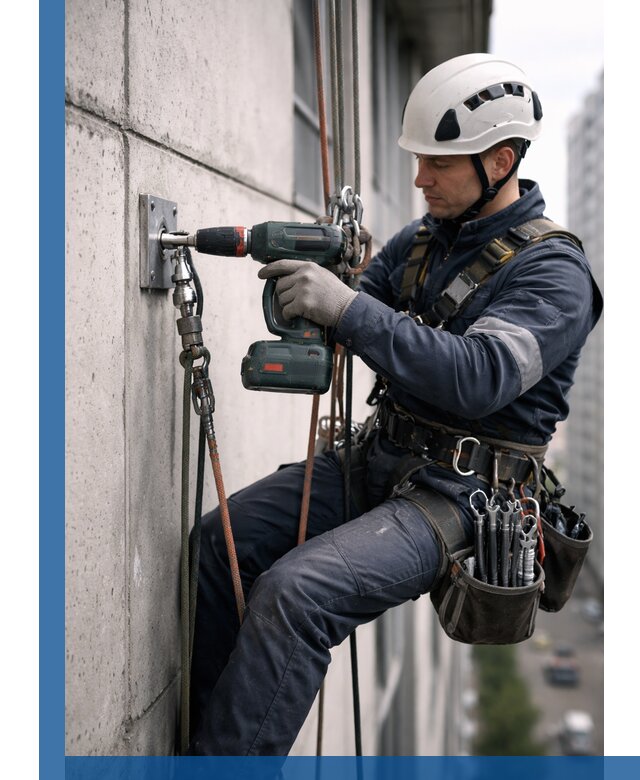 Установка анкерных точек для высотных работ в Уфе